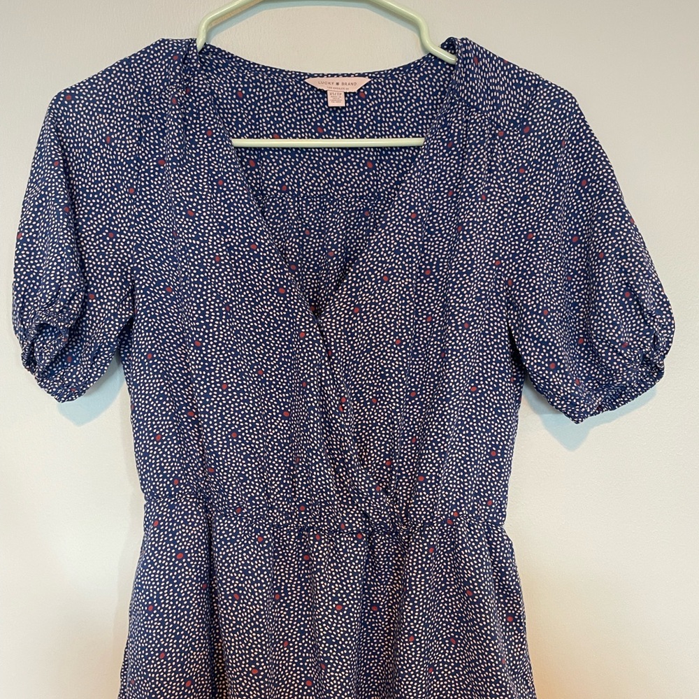 Lucky Brand Mila wrap surplice puff sleeve ruffle mini dress - Picture 4 of 9